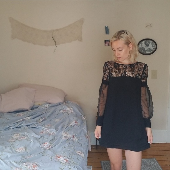 NASTY GAL Black Crochet and Sheer Dress - Picture 2 of 5